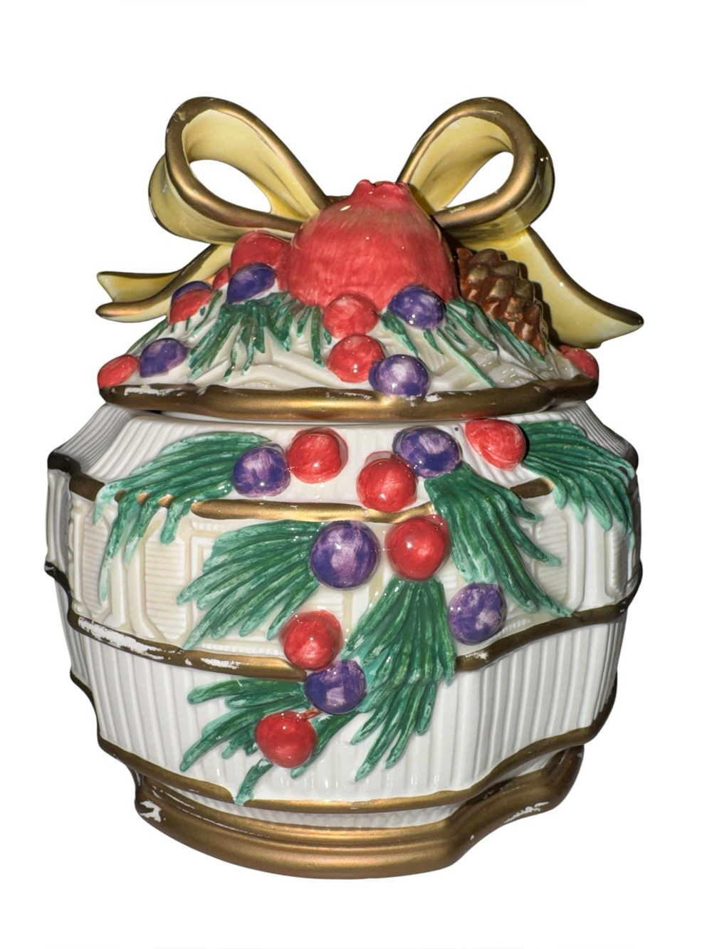 Vintage Fitz & Floyd Winter Spice Round Lidded Box- RETIRED